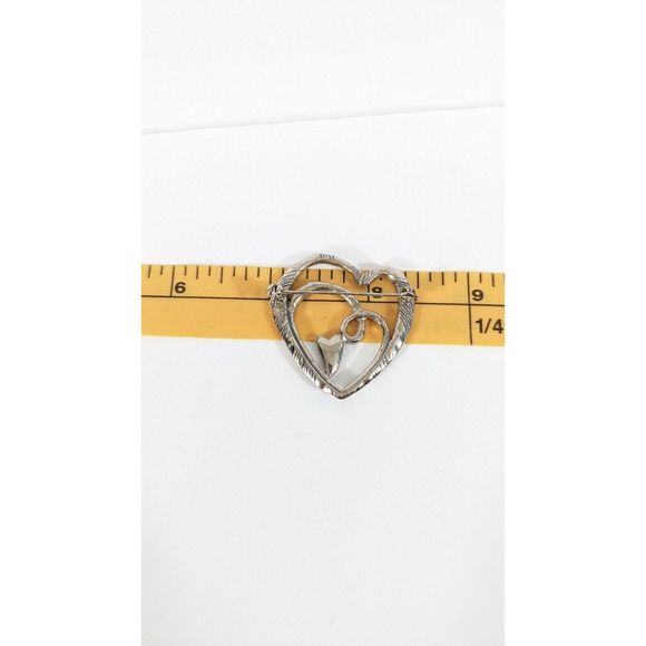 Heart Shaped Silver Toned Red Enamel  Multi Heart Brooch Pin - Love Valentine's - Picture 8 of 9